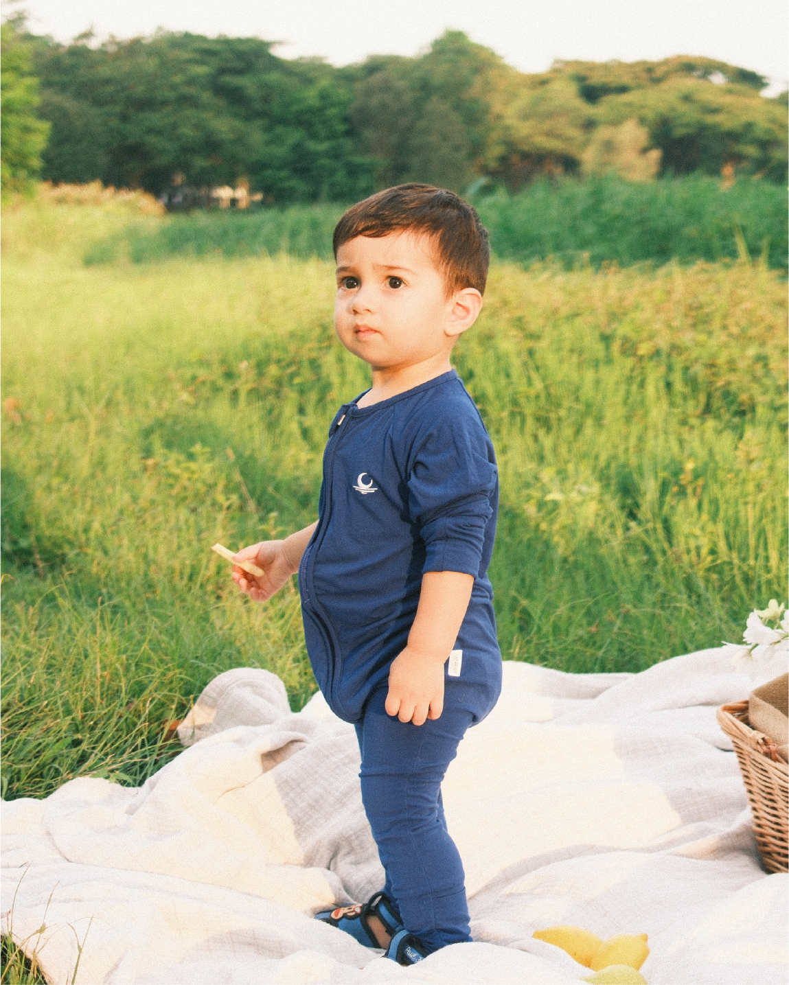 Certified UPF30 Bamboo Baby Sleepsuit (Dark Blue)