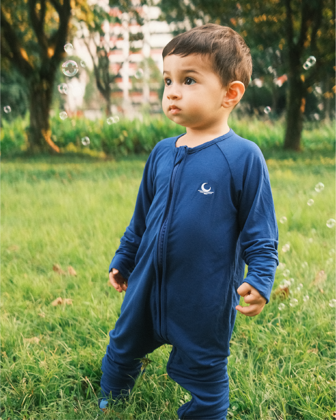 Certified UPF30 Bamboo Baby Sleepsuit (Dark Blue)